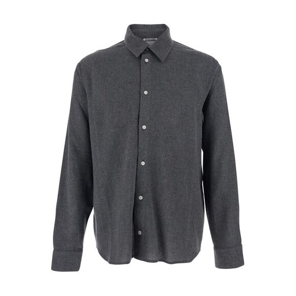 Won Hundred Men 'Adriel' Grey Shirt With Classic Collar In Wool Blend Man